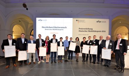 Am 19. Oktober 2016 fand die Preisverleihung des Deutschen Mobilitätspreises im Bundesministerium für Verkehr und digitale Infrastruktur statt.