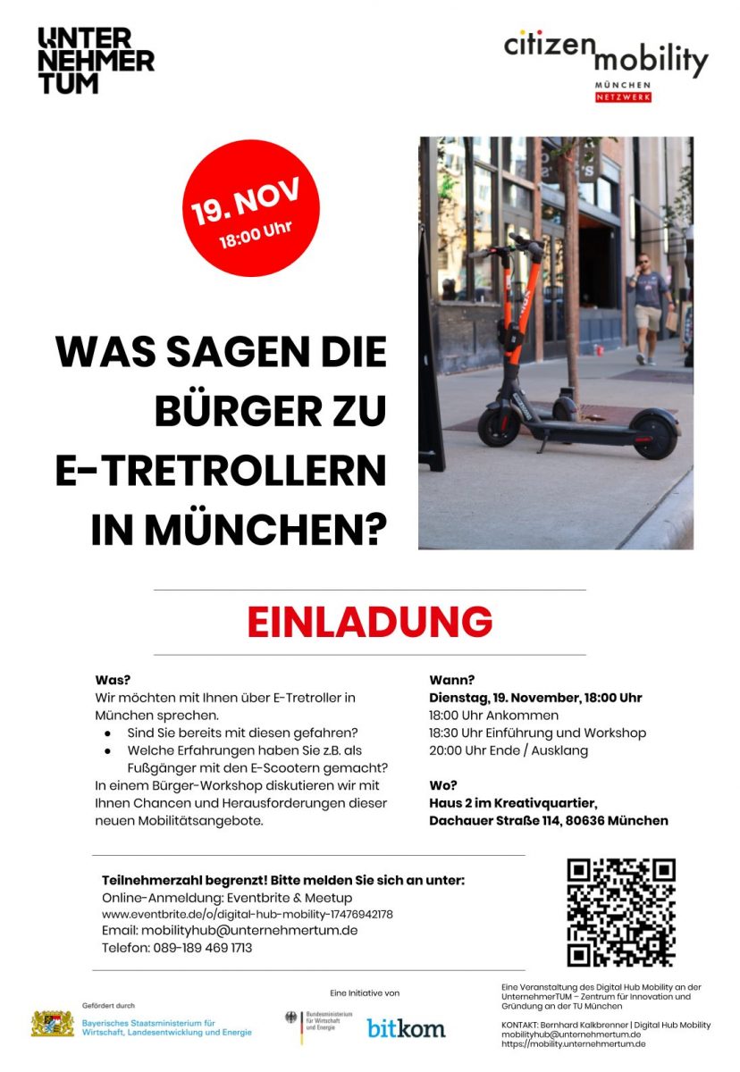 Digital Hub Mobility: Was sagen die Bürger zu E-Tretrollern in München? (citizen mobility Netzwerk)